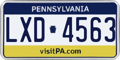 PA license plate LXD4563