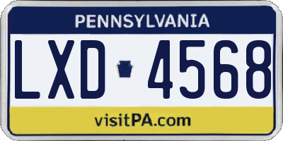 PA license plate LXD4568