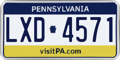 PA license plate LXD4571