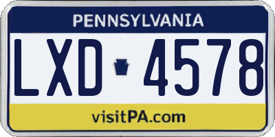 PA license plate LXD4578