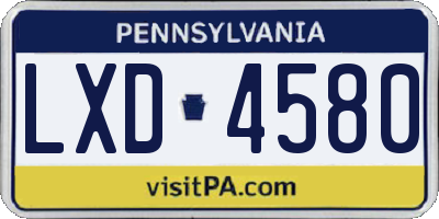 PA license plate LXD4580