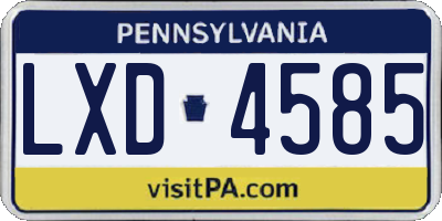 PA license plate LXD4585