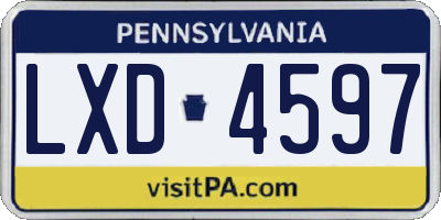 PA license plate LXD4597