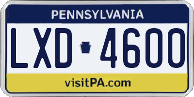 PA license plate LXD4600