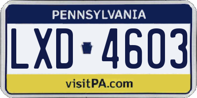 PA license plate LXD4603