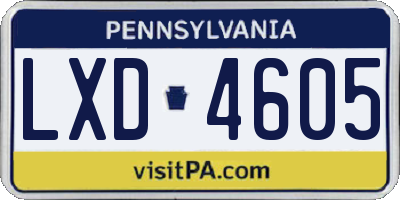 PA license plate LXD4605