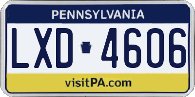 PA license plate LXD4606