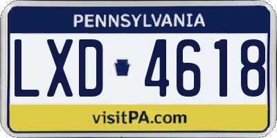 PA license plate LXD4618