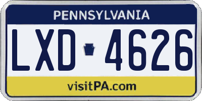 PA license plate LXD4626