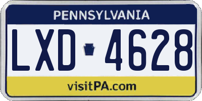 PA license plate LXD4628