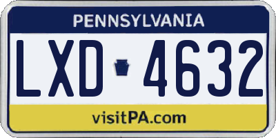 PA license plate LXD4632