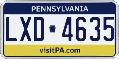 PA license plate LXD4635