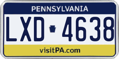 PA license plate LXD4638