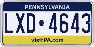 PA license plate LXD4643