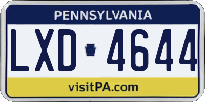 PA license plate LXD4644