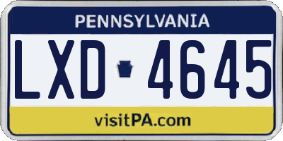 PA license plate LXD4645