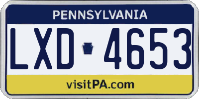 PA license plate LXD4653