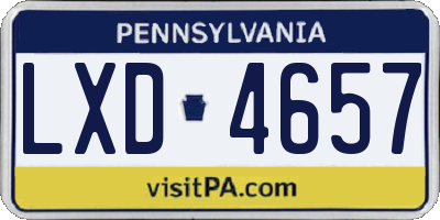 PA license plate LXD4657