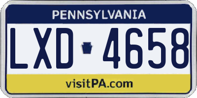 PA license plate LXD4658