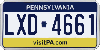 PA license plate LXD4661