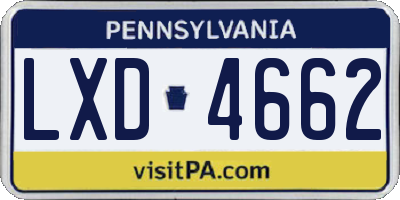 PA license plate LXD4662