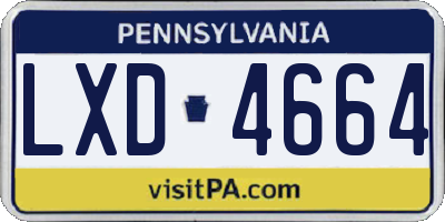 PA license plate LXD4664