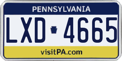PA license plate LXD4665