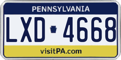 PA license plate LXD4668