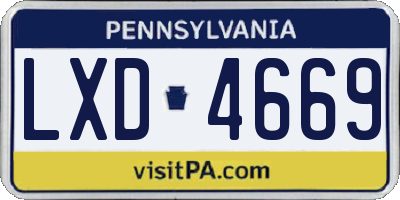 PA license plate LXD4669