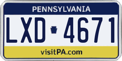 PA license plate LXD4671