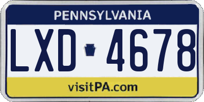 PA license plate LXD4678