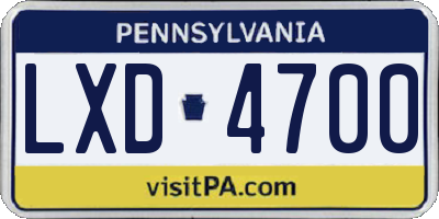 PA license plate LXD4700
