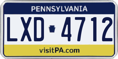 PA license plate LXD4712