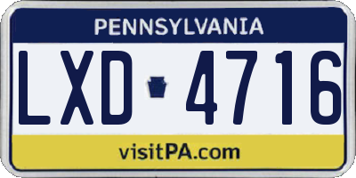 PA license plate LXD4716