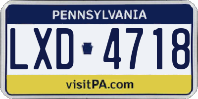 PA license plate LXD4718