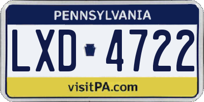 PA license plate LXD4722