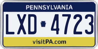 PA license plate LXD4723