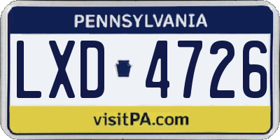 PA license plate LXD4726
