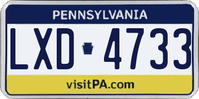 PA license plate LXD4733