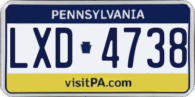 PA license plate LXD4738