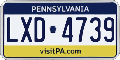 PA license plate LXD4739
