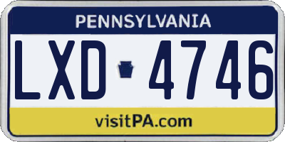 PA license plate LXD4746