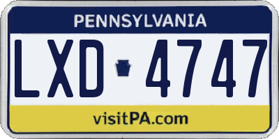 PA license plate LXD4747