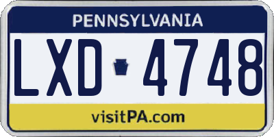 PA license plate LXD4748