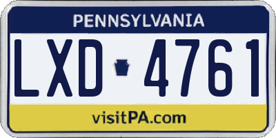 PA license plate LXD4761