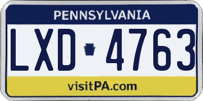 PA license plate LXD4763