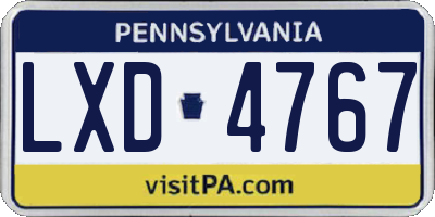 PA license plate LXD4767