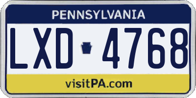 PA license plate LXD4768