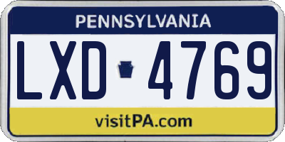 PA license plate LXD4769