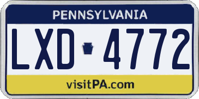 PA license plate LXD4772